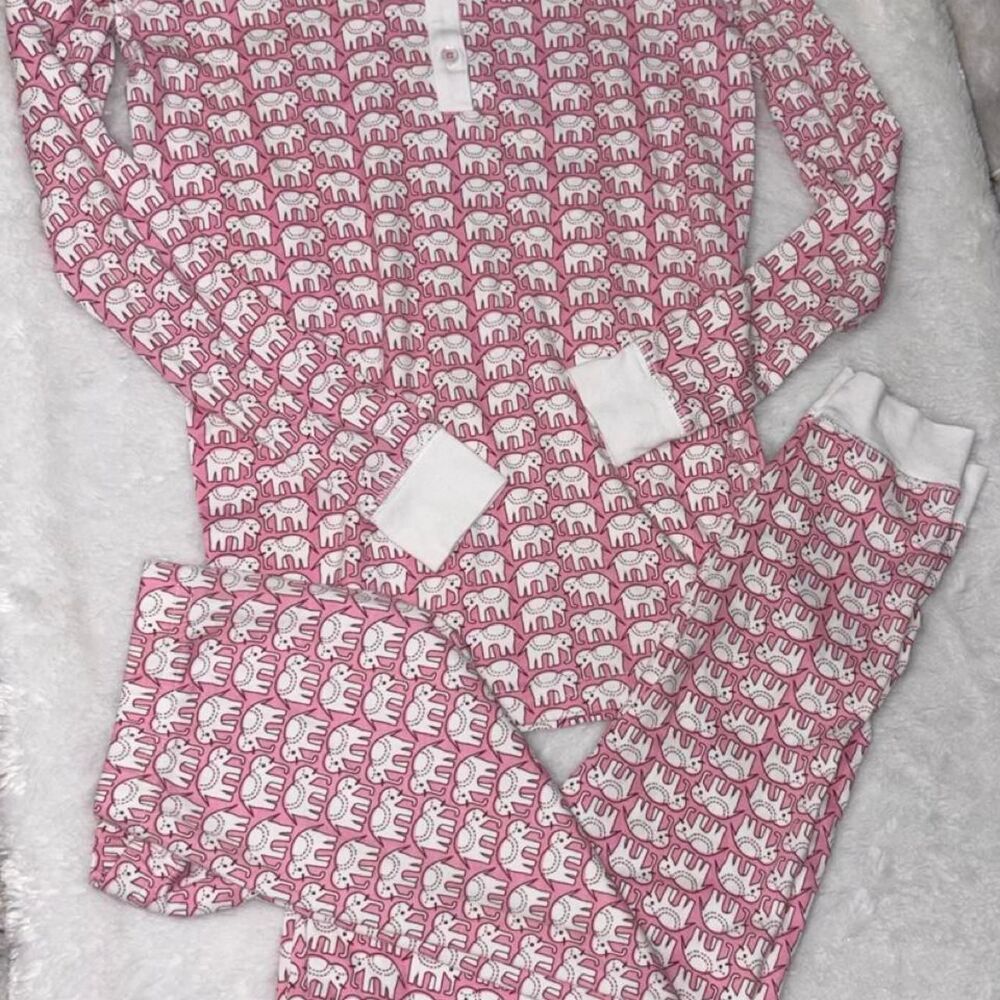 Roller Rabbit Pink Hathi Elephant Pajama Set | Girls Size 14